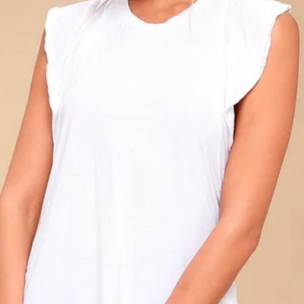 FP White Ruffle Sleeve Tank - Picture 3 of 12